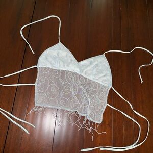 Charlotte Russe Sheer Beaded and Embroidered Top